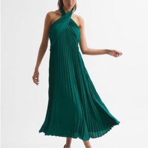 Reiss Teal Halter Maxi Dress